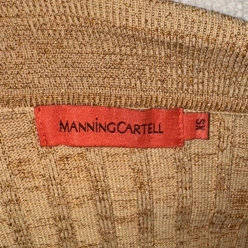 Manning Cartell Kith Polo Mini Dress Camel Knit Metallic Beige Xs Stretchy — image 4 of 8